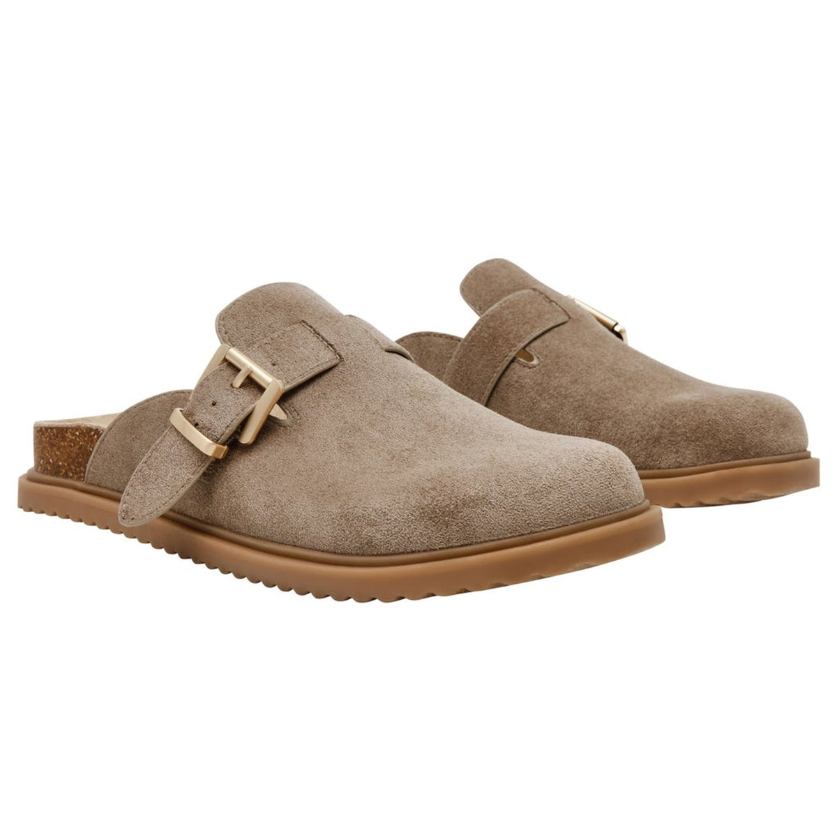DV Dolce Vita Women's Comfortable Slip On Buckle Mules Faux Suede Beige Size 9