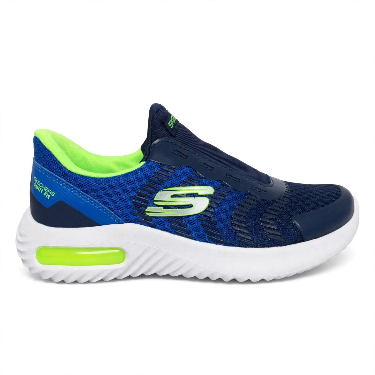 Skechers Swift Fit Kids Blue Hands Free Slip On Mesh Bungee Sneakers Size 12