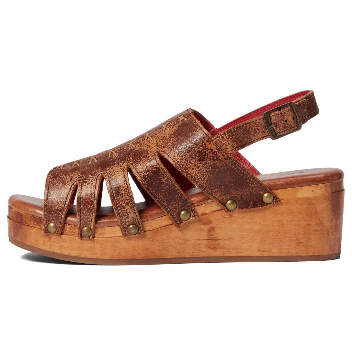 Bed Stu Robin Stud Sandals Women’s Size 8 M Brown Leather Wedge