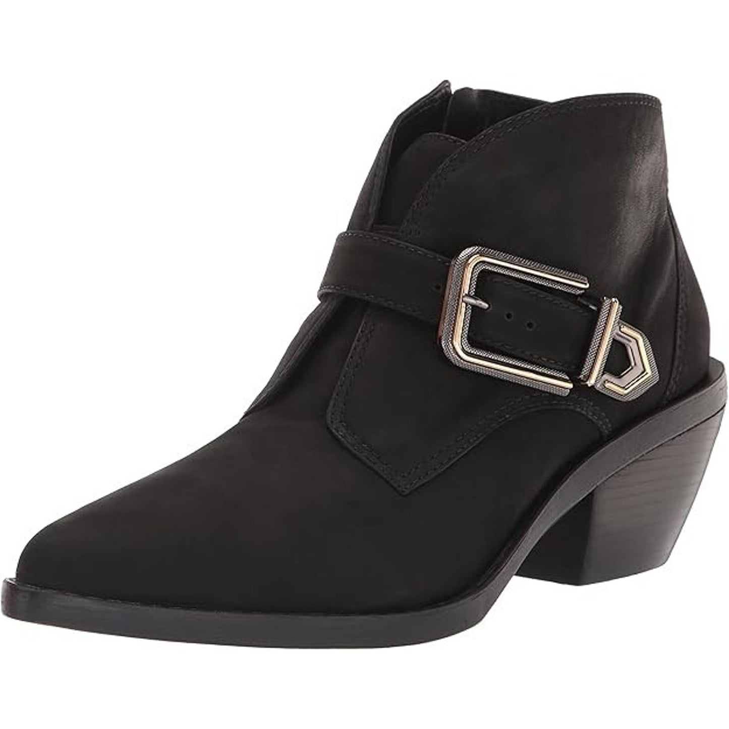 NEW Vince Camuto Ashena 7 M Black Suede Leather Buckle Zip Up Bootie Ankle Boots