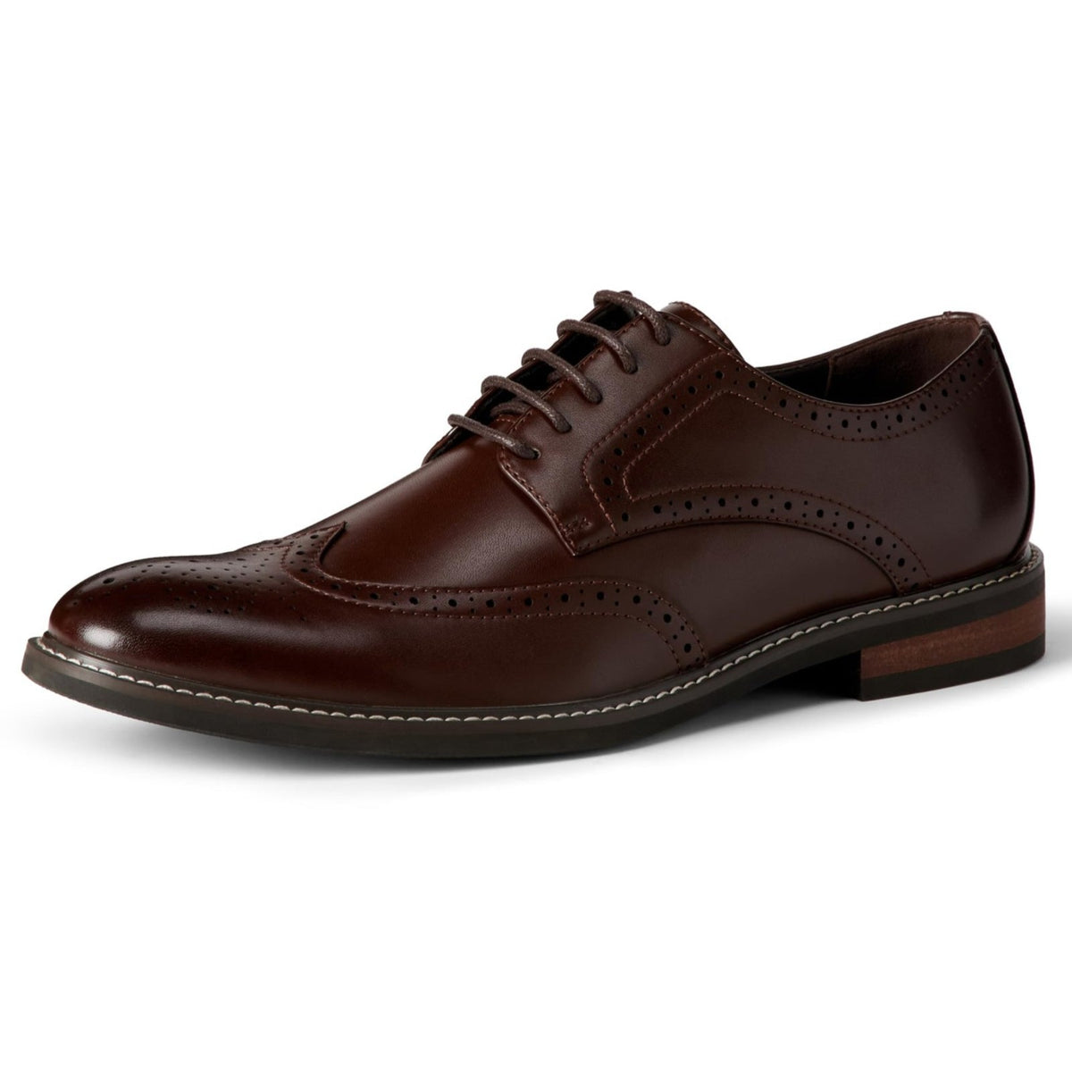 Amazon Essential Classic Men's Wingtip Toe Derby Dress Shoes Dark Tan Size 10 M