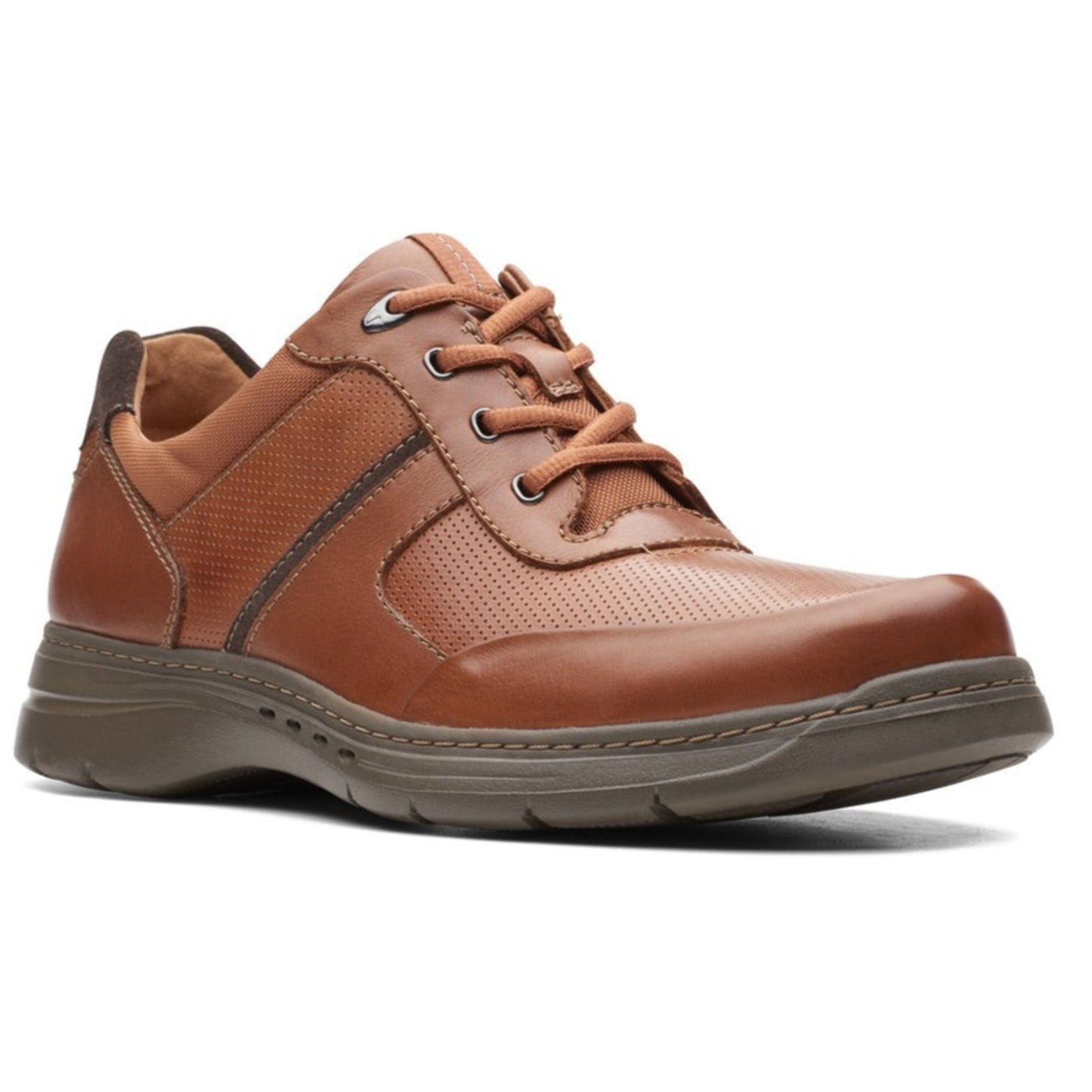 Clarks Men's Un Brawley Tie Oxfords, Dark Tan Leather Casual shoes Size 12 M