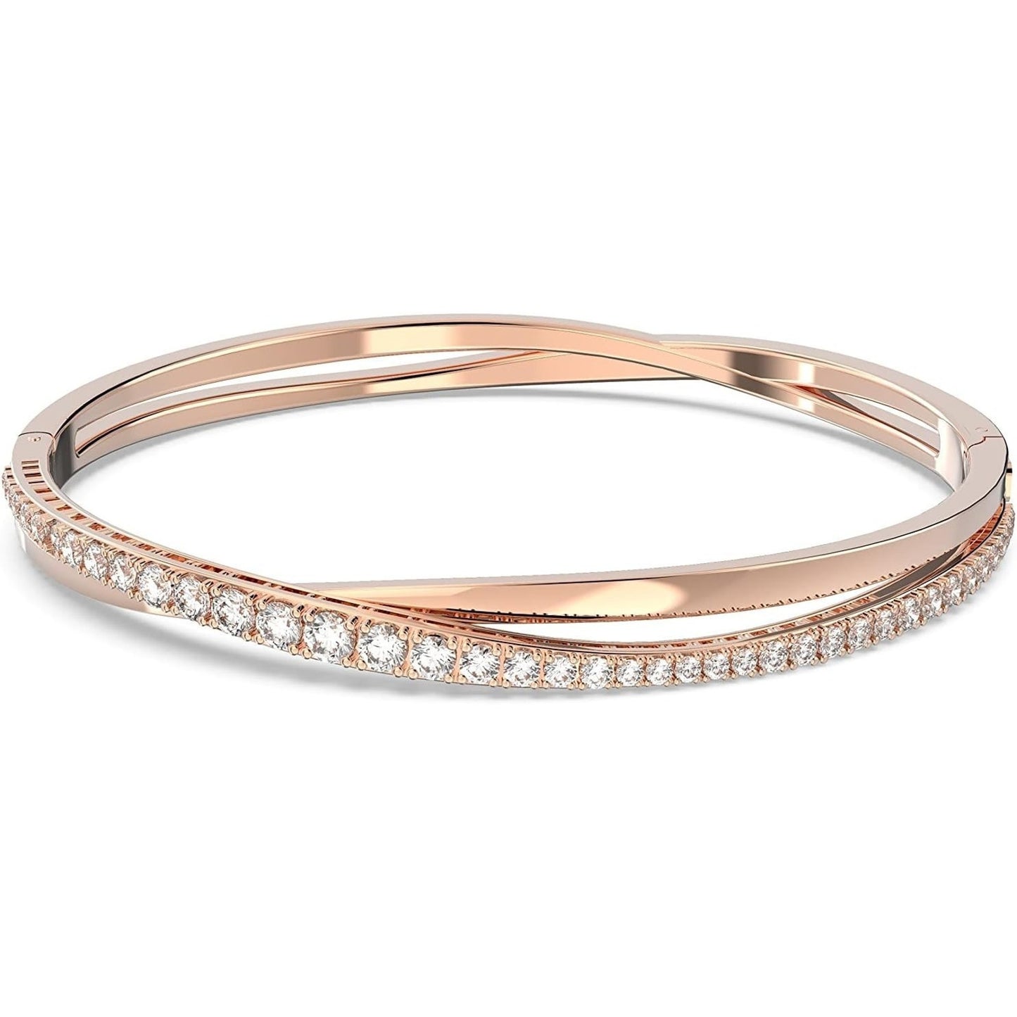 Swarovski Pulsera Twist Bangle Bracelet White, Rose Gold-Tone Plated 5620552 NIB