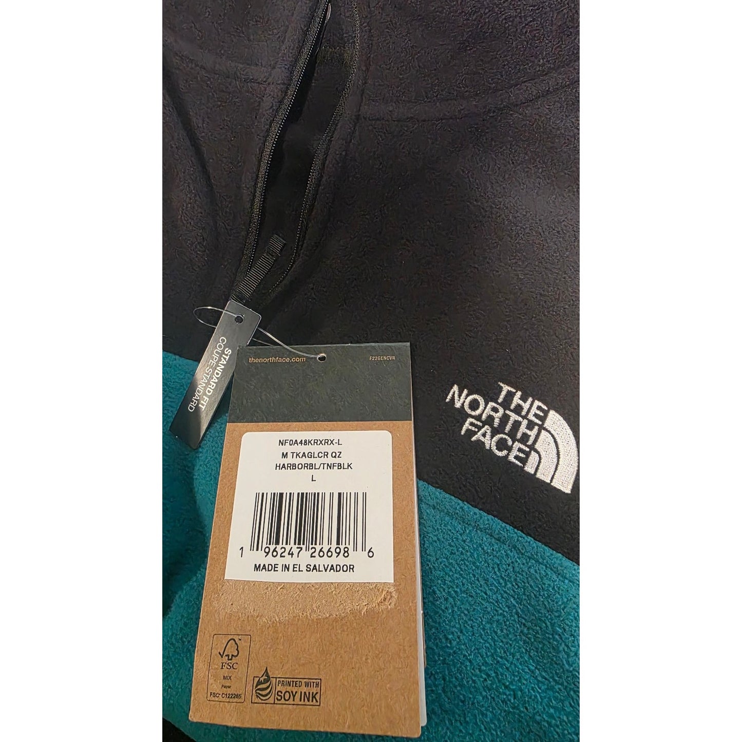 THE NORTH FACE Men's TKA Glacier 1/4 Zip Fleece Pullover Harbor Blue/Black Large