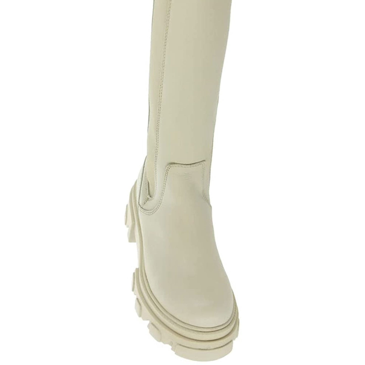 Steve Madden Esma knee high boots Cream leather PLATFORM Size 7 M
