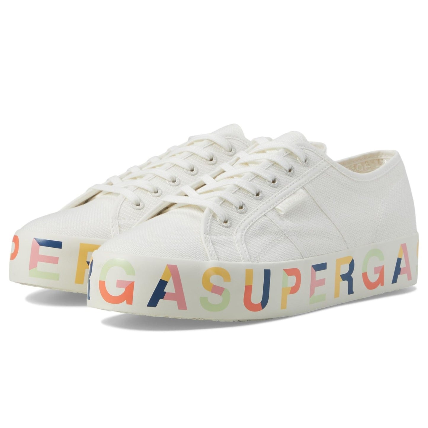 Superga 2740 Classic Canvas Sneaker Lettering Sole White Men 8 - Women 9.5