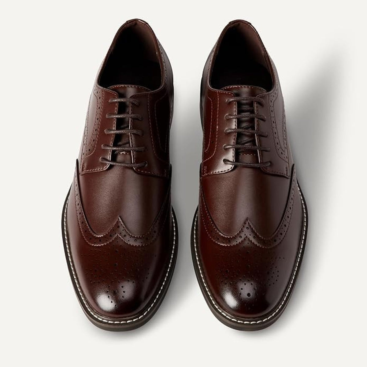 Amazon Essential Classic Men's Wingtip Toe Derby Dress Shoes Dark Tan Size 10 M