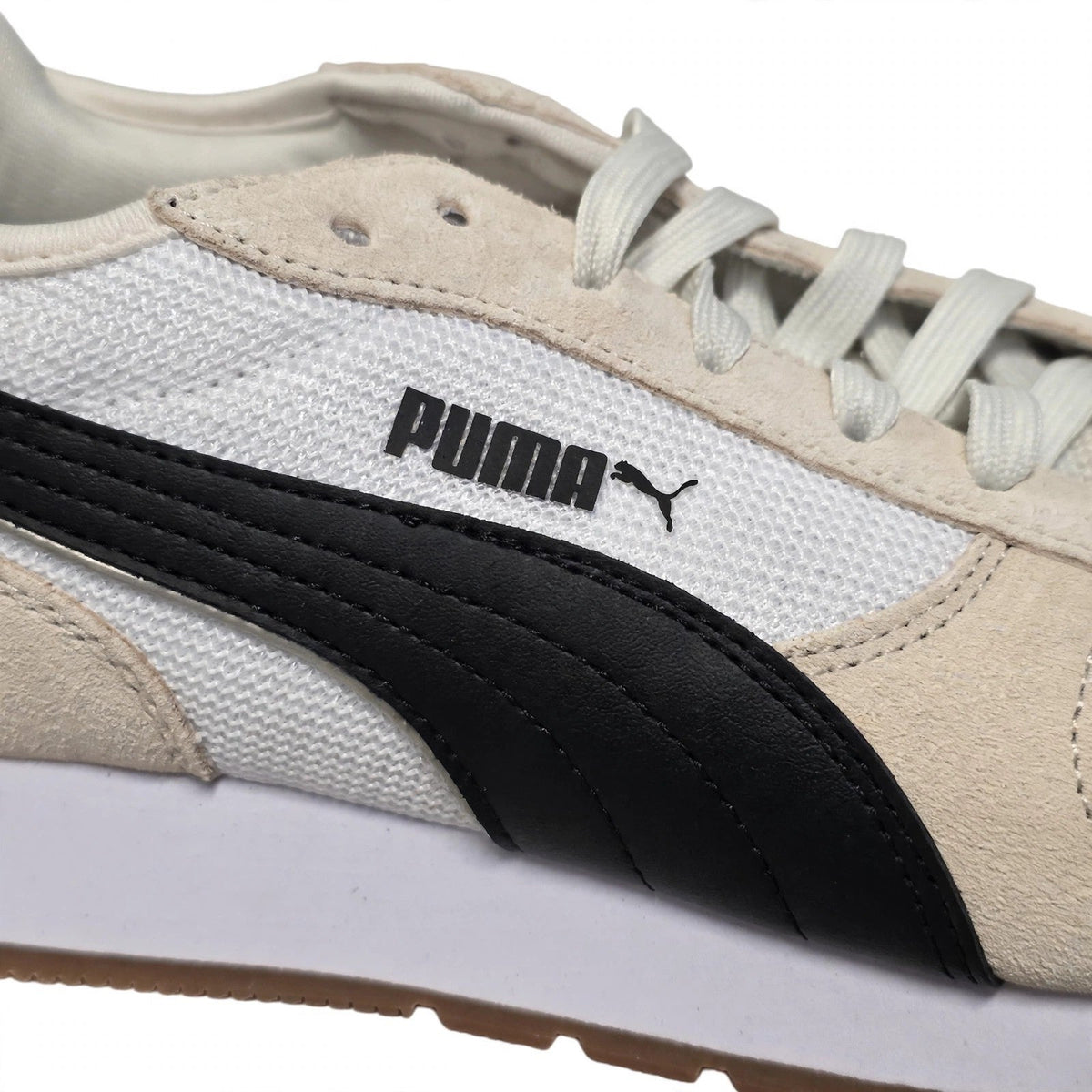 Puma Womens Jogger Sneakers White Black Mesh Suede Size 8.5 Retro