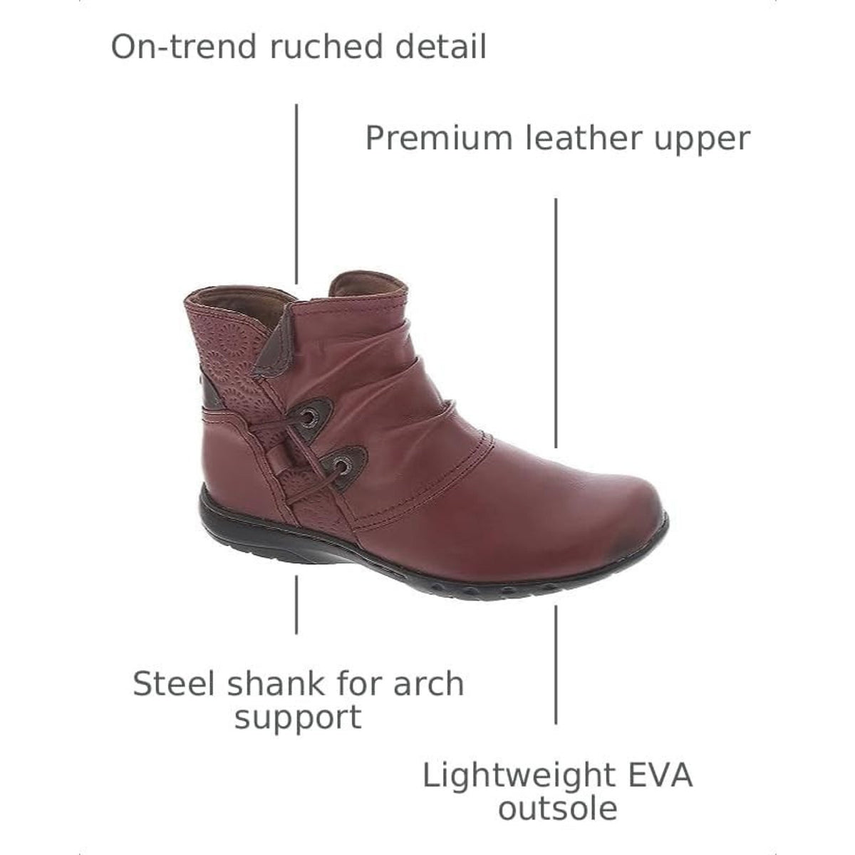 Cobb Hill Penfield Ruch Women's Ankle Boot Red Leather Size 9 M