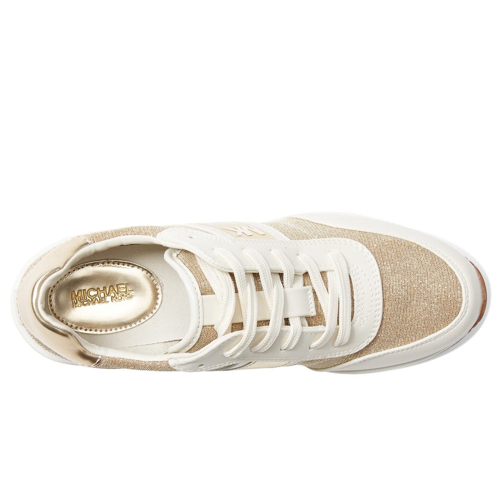 Michael KORS Mabel Gold Mk Logo Glitter Chain Mesh Women 6.5 M Michael Kors