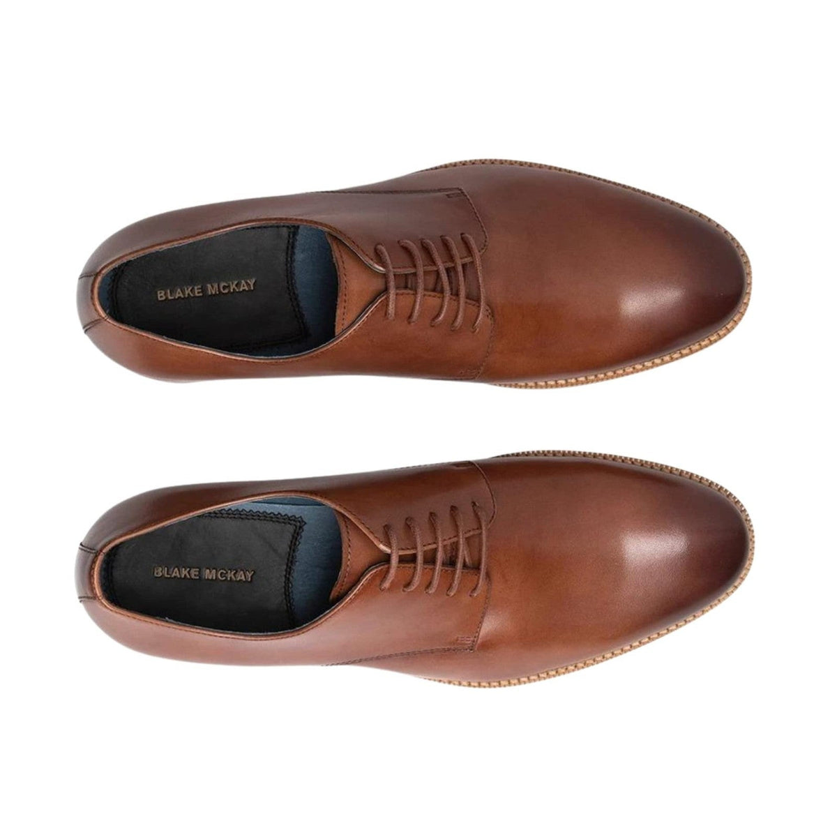Blake McKay Damon Oxford Brown Leather Almond Plain Toe Lace Up Shoes Size 12