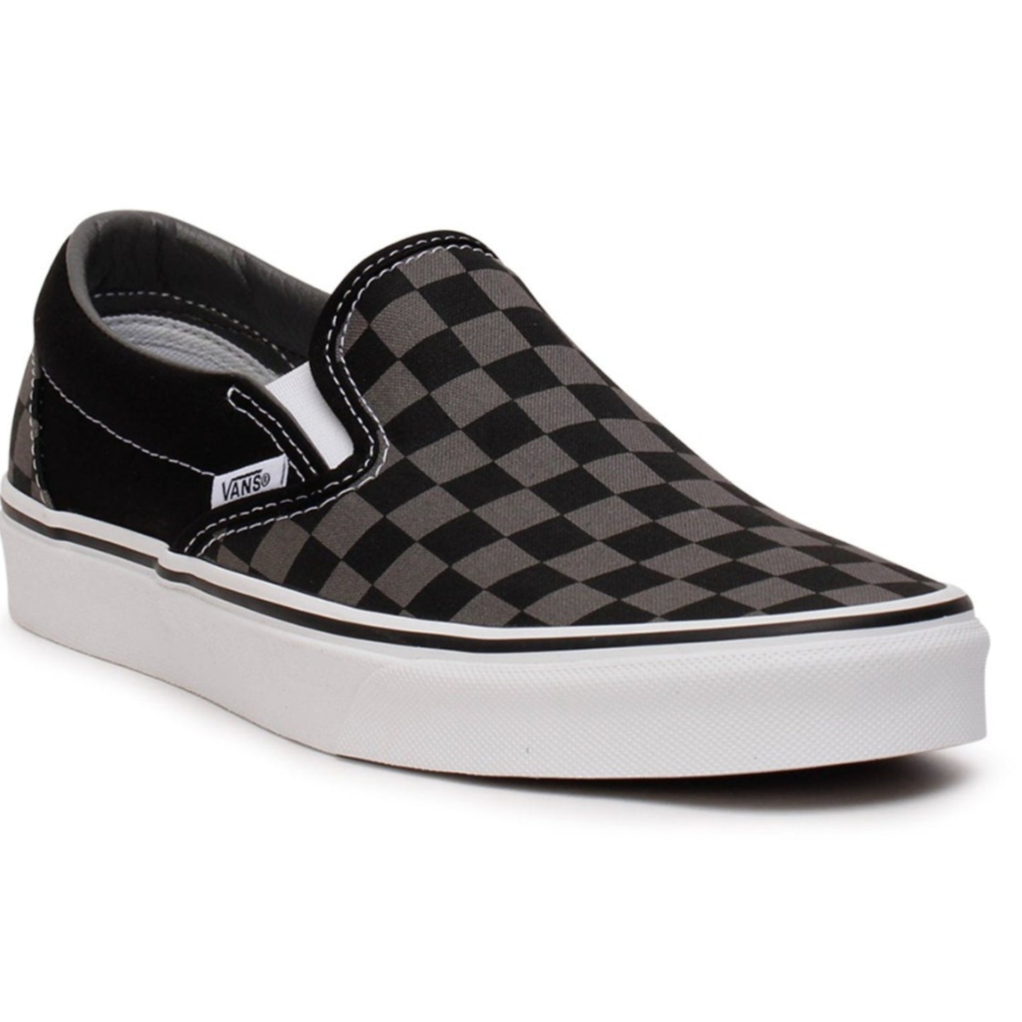 VANS CHECKERBOARD SLIP-ON Low Cut Men's Shoes Canvas Upper BLACK/PEWTER Size 12