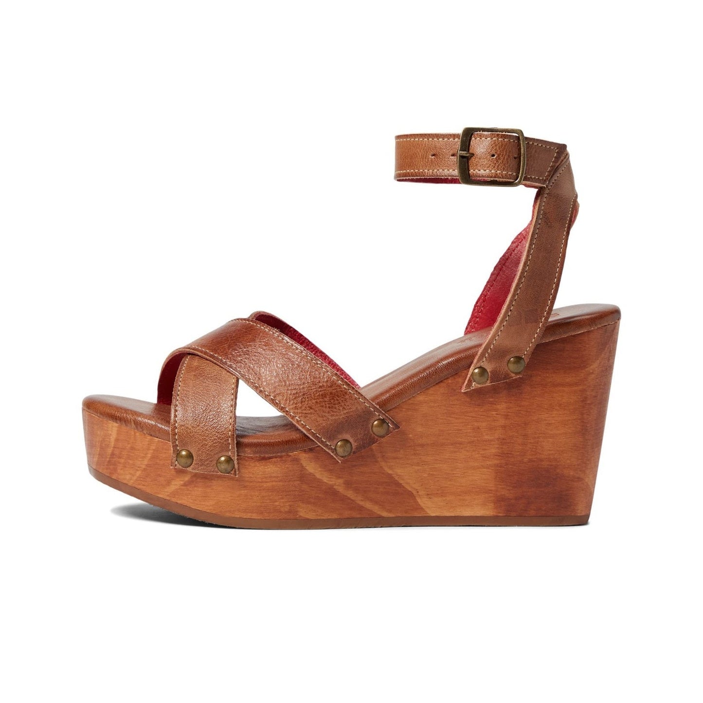Bed Stu Grettell Platform Wedge Wooden Heel Sandals Tan Rustic -Size 8.5 M