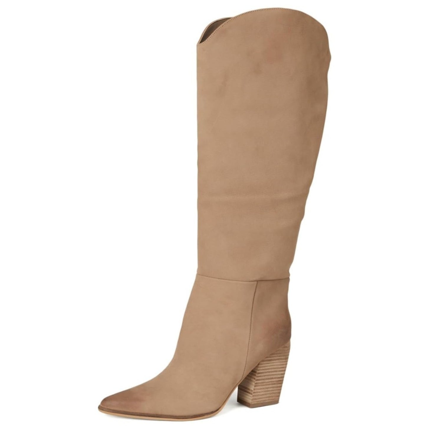 Steve Madden Croft Pointed Toe Knee High Boots Tan Nubuck Size US 8.5 Wide
