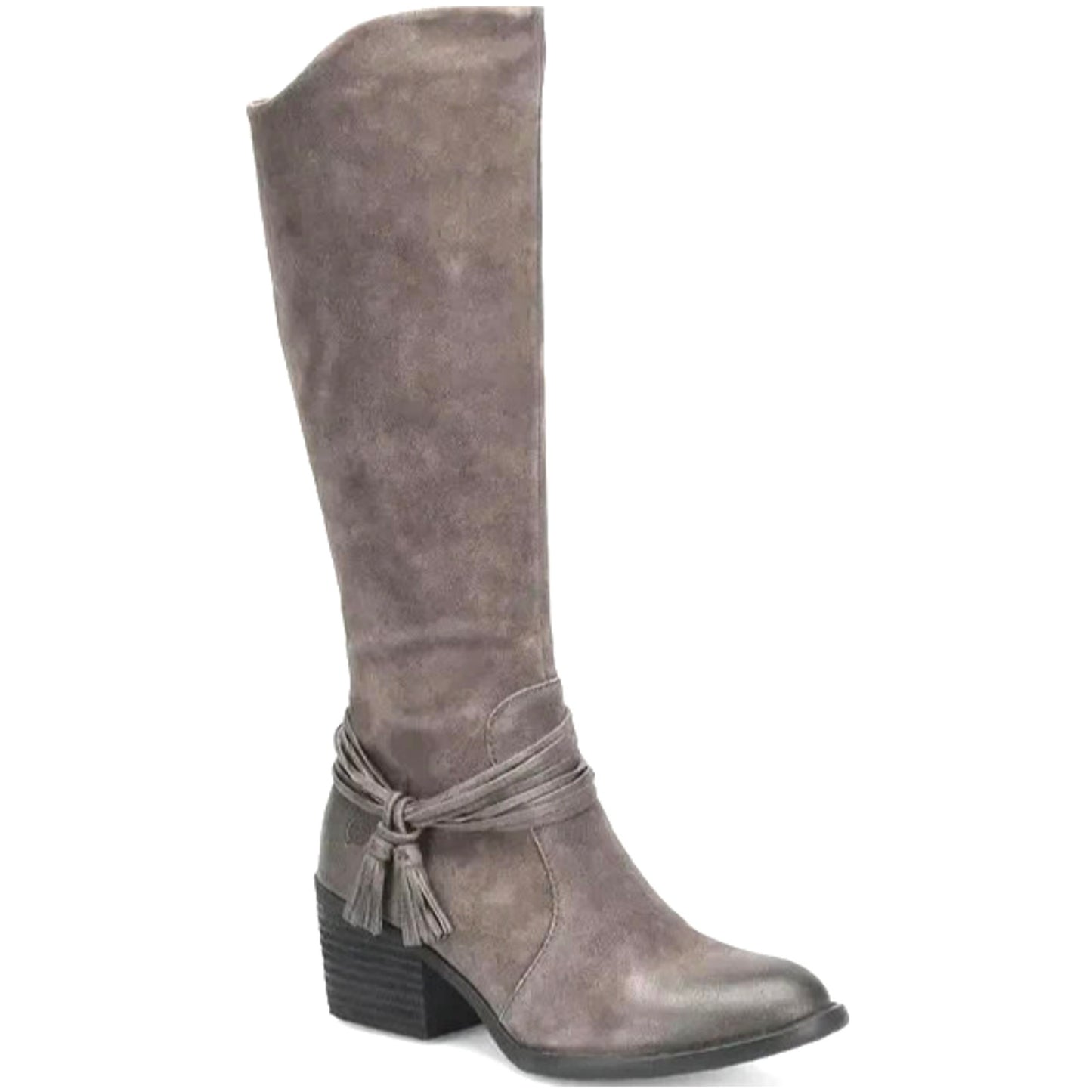 BORN Womens Quinn Tassel Suede Leather Calf Comfort Boots Taupe 8.5 Medium