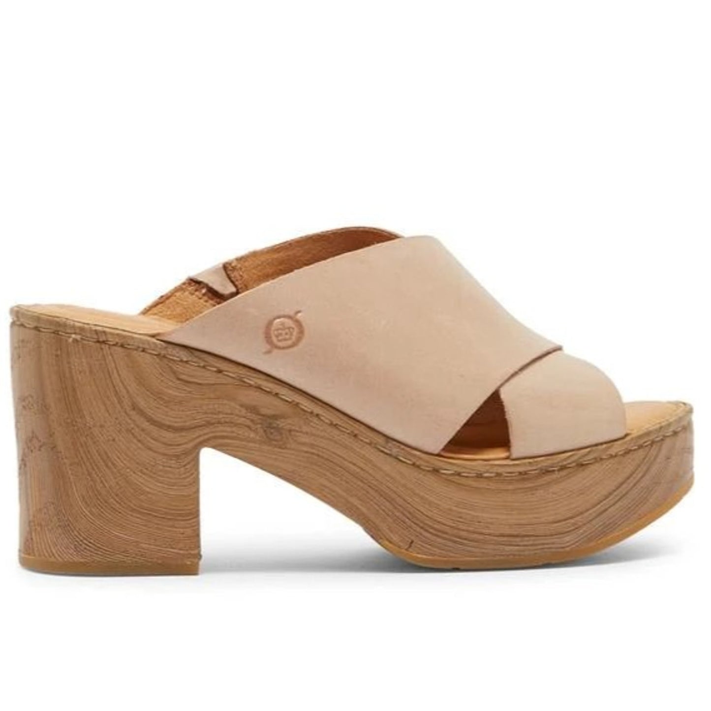 Born Women Size 8 M Pavia Natural Full Grain Leather Heeled Platform Sandals