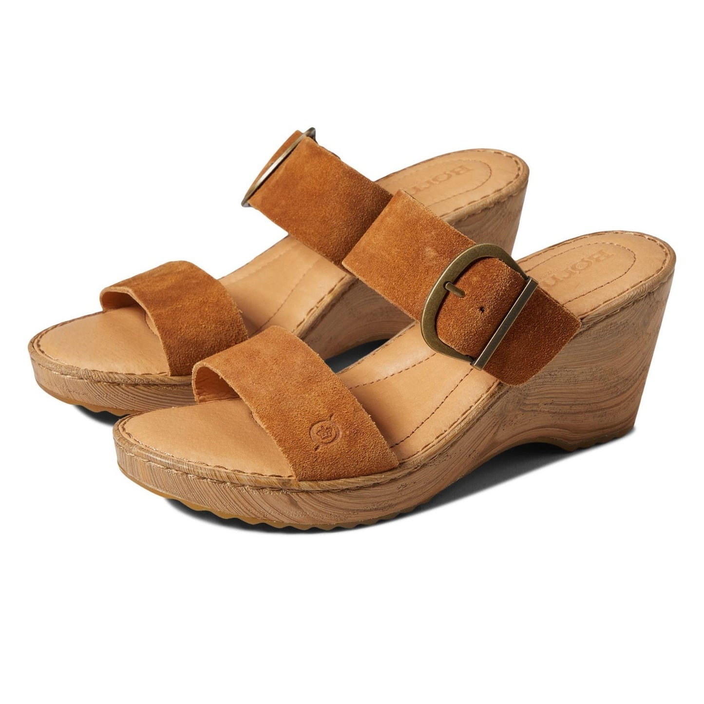 Born Emily Women's Size 11 Distressed Tan Leather Handcrafted Wedge Sandals 11 M