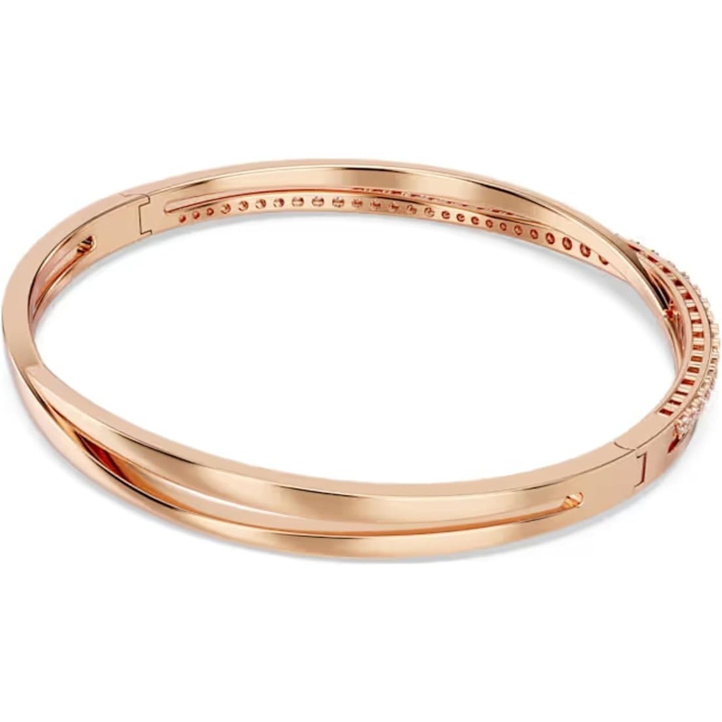 Swarovski Pulsera Twist Bangle Bracelet White, Rose Gold-Tone Plated 5620552 NIB