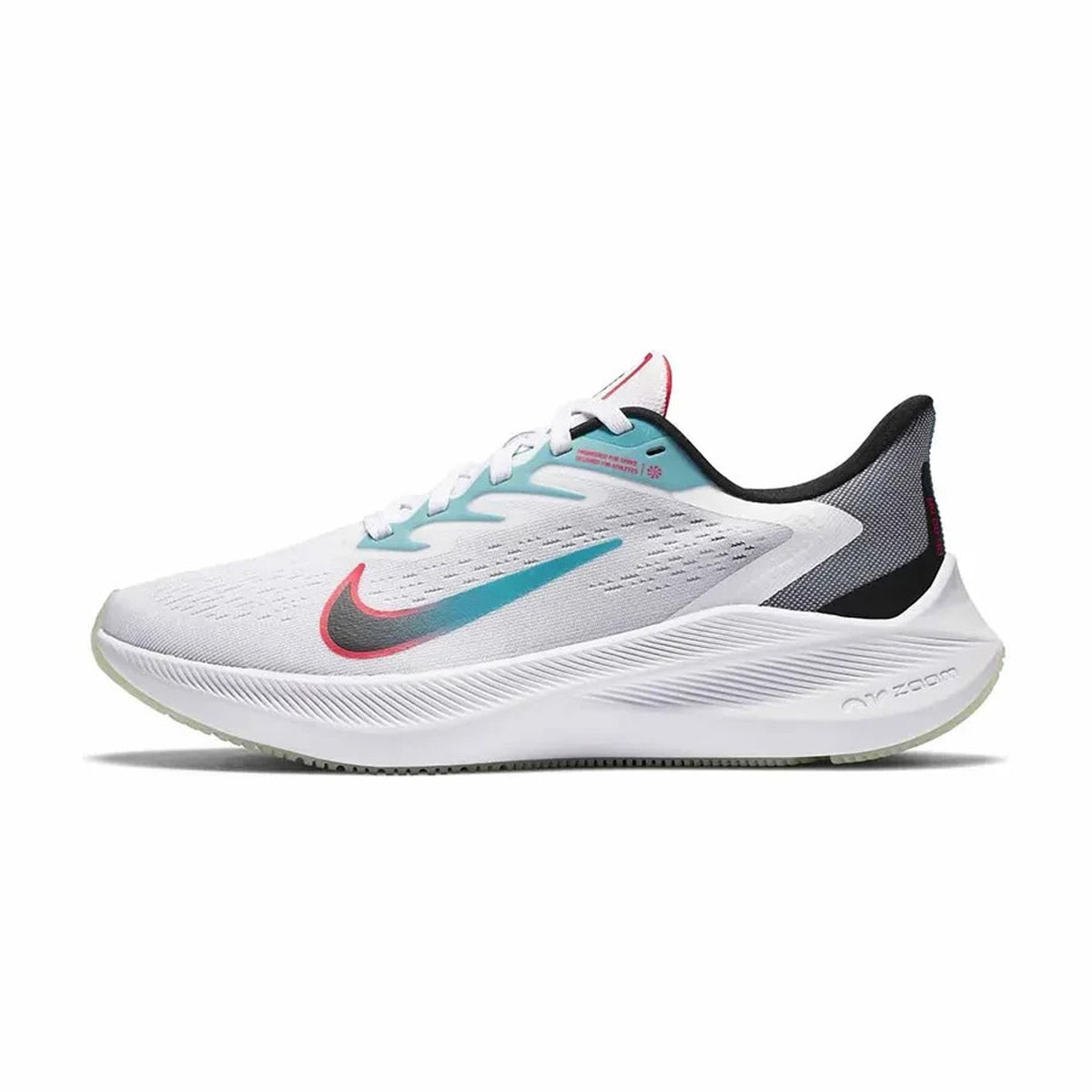 NIKE MENS ZOOM WINFLO 7 RUNNING SHOES White/Black/Flash Crimson Size 9.5