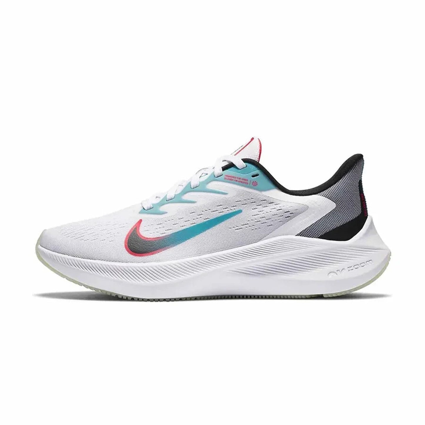 NIKE MENS ZOOM WINFLO 7 RUNNING SHOES White/Black/Flash Crimson Size 9.5