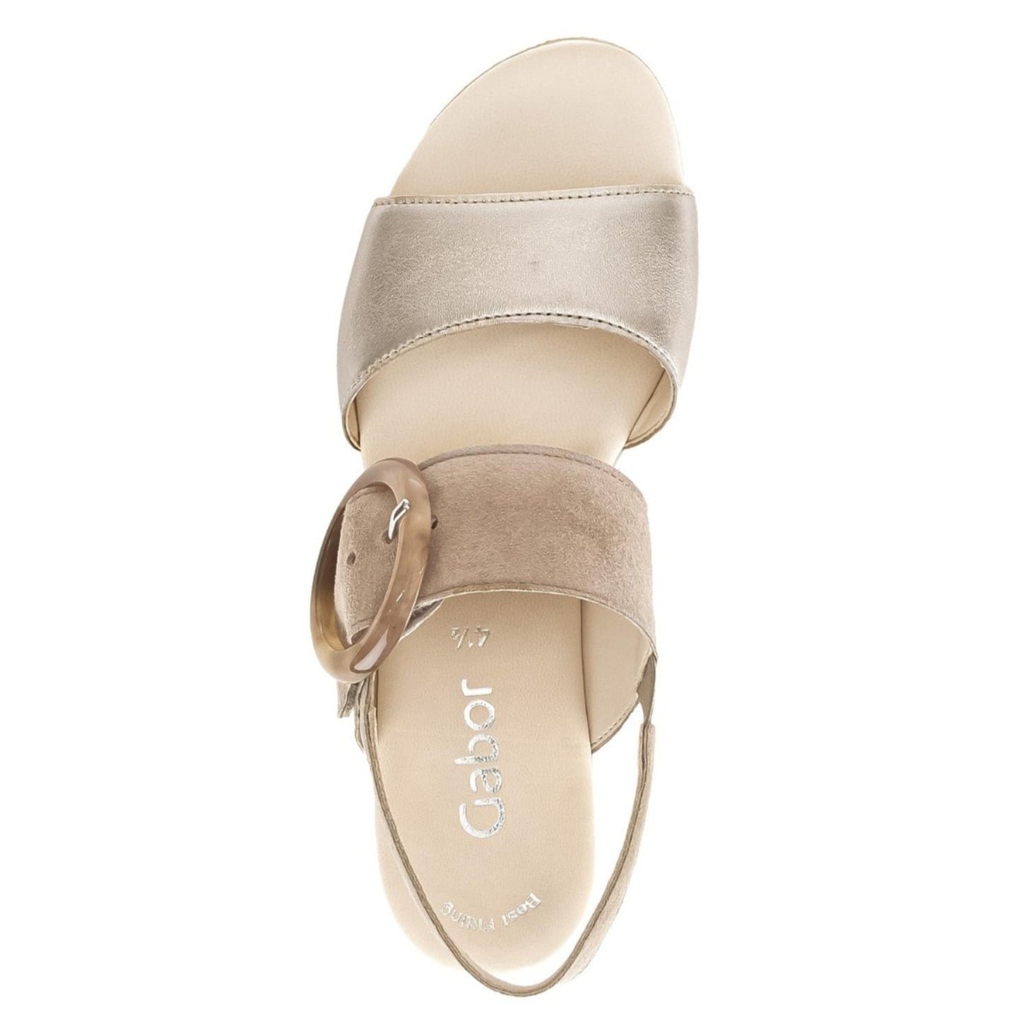Gabor Women's 64.645 Puder Rabbit Leather Wedge Sandals Silver beige Size 8.5 M