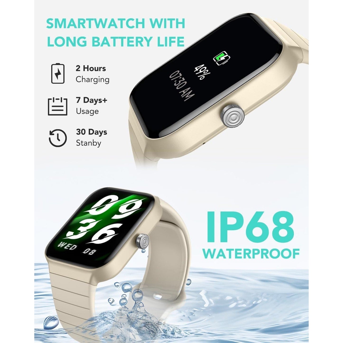 Smart Watch with Alexa Built-in Answer/Make Calls Fitness H.Rate - Cyber beige Unbranded