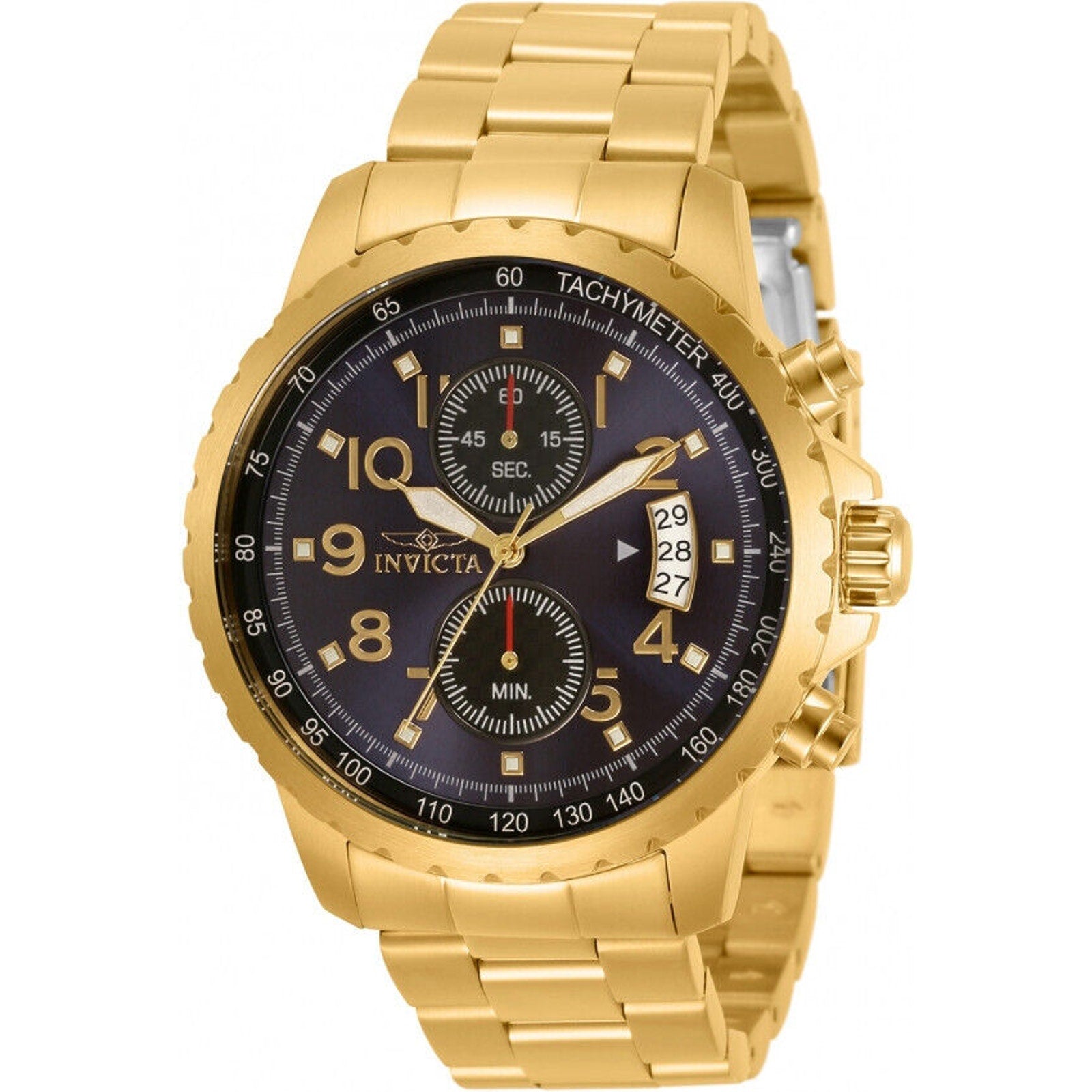 Invicta Specialty Men's quartz chronograph blue dial watch- 45mm, Gold 13785 Invicta