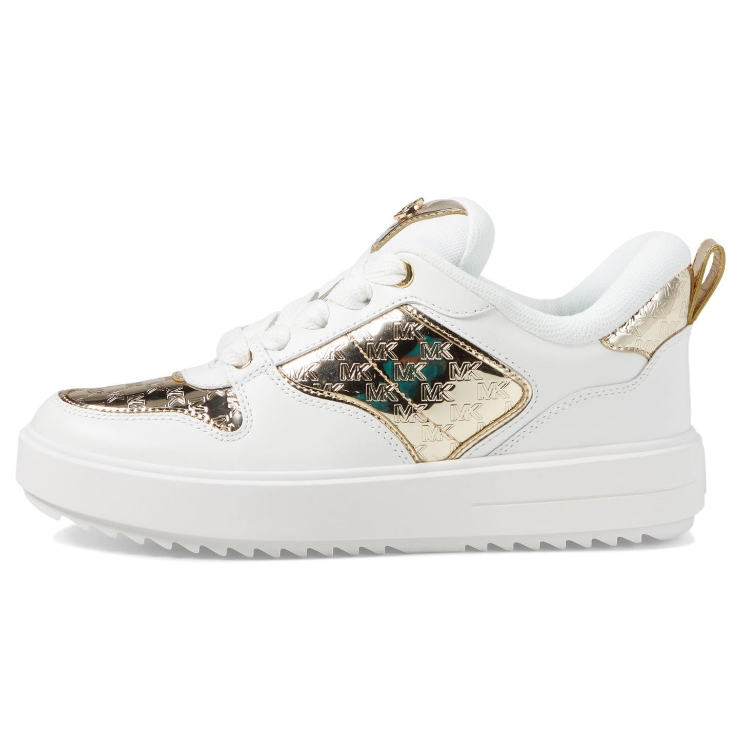 Michael Kors Rumi Logo Leather Sneakers Lace-Up Pale Gold 9 M