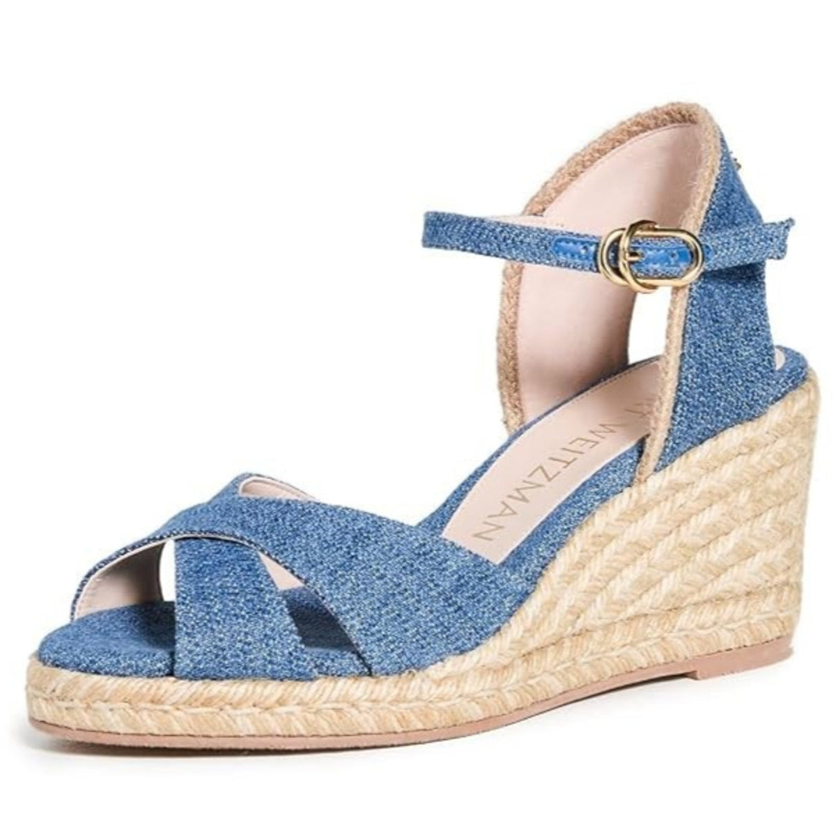Stuart Weitzman Mirela Denim Espadrille Wedge Sandals Size 9