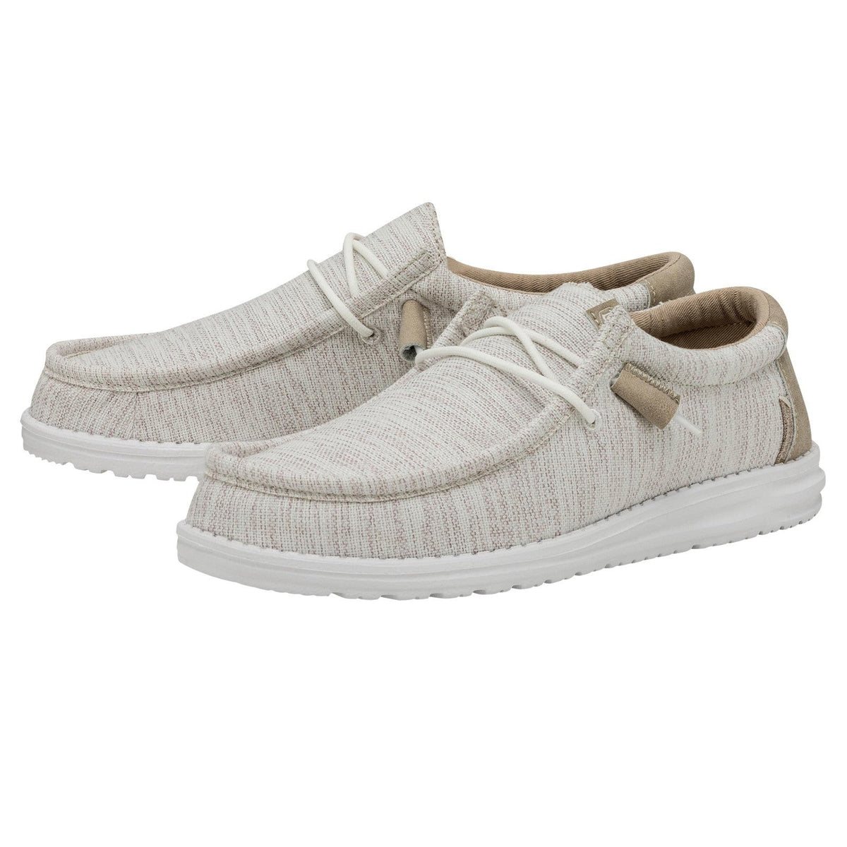 HEYDUDE Wally Ascend Stretch Woven Men's Slip-On Casual Shoes Ivory Coast 13