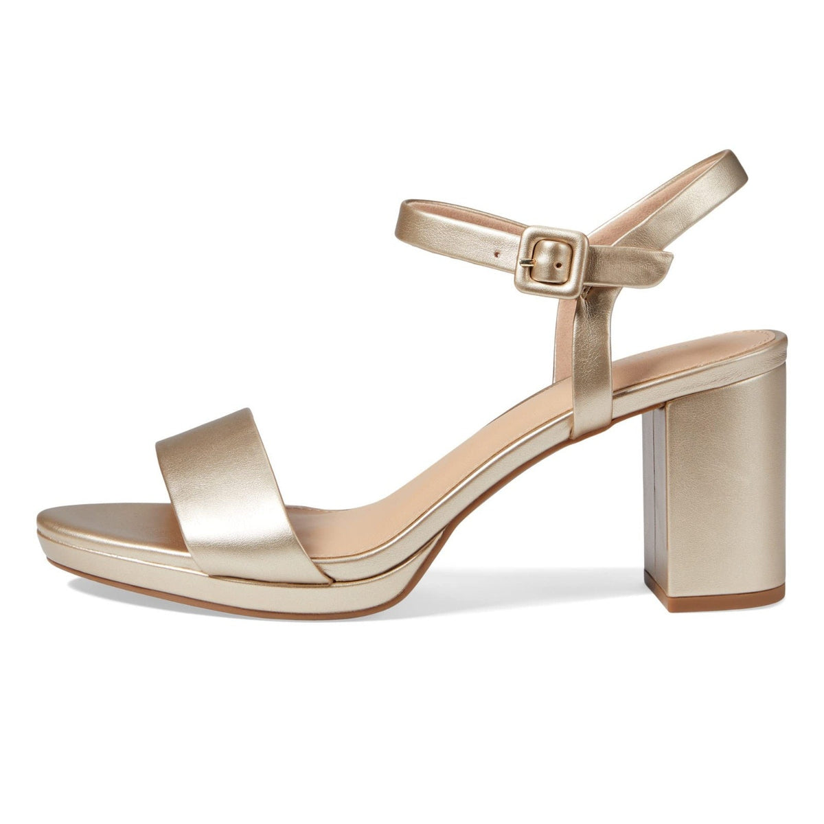 Rockport Tabitha Two-Strap Gold leather Women's Heeled Sandal Size 9.5 Wide