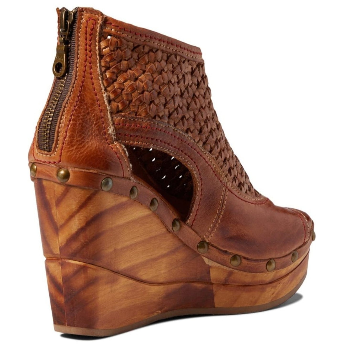 Bed Stu Odetta Women Brown Leather Braided Platform Block Heel Sandals Size 10 M