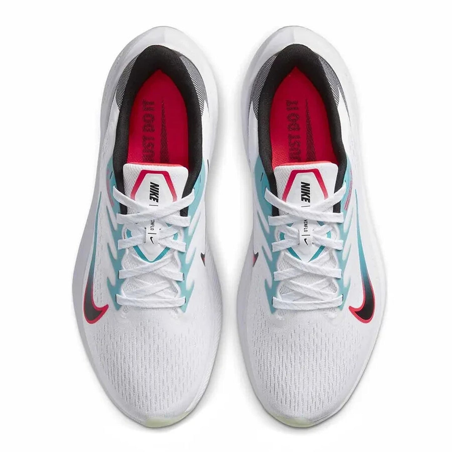 NIKE MENS ZOOM WINFLO 7 RUNNING SHOES White/Black/Flash Crimson Size 11 US