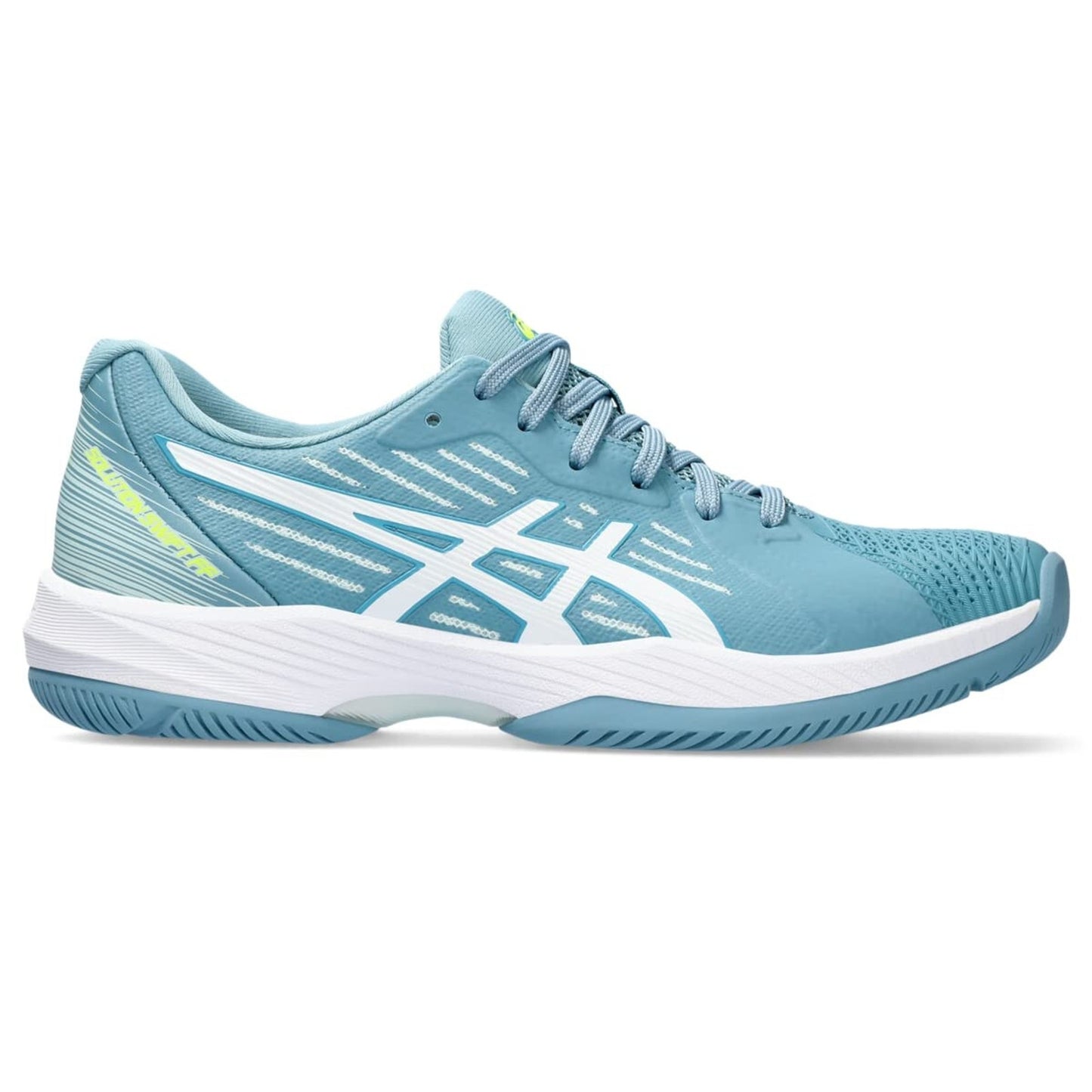 ASICS Women's Solution Swift FlyteFoam Court Tennis Shoes, 9.5, GRIS Blue/White