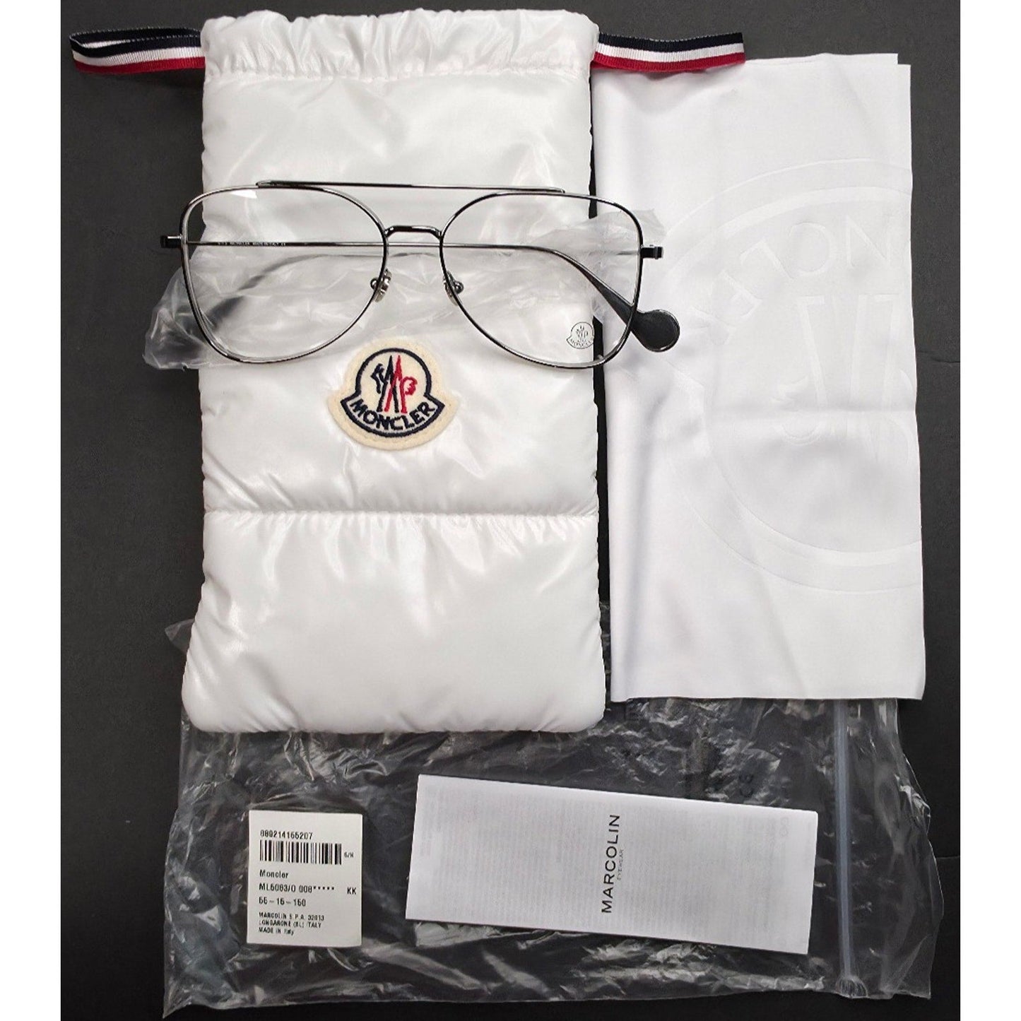 Moncler ML5083 008 Gunmetal Silver Aviator Men Eyeglasses Metal Frame 55-15-150 Moncler