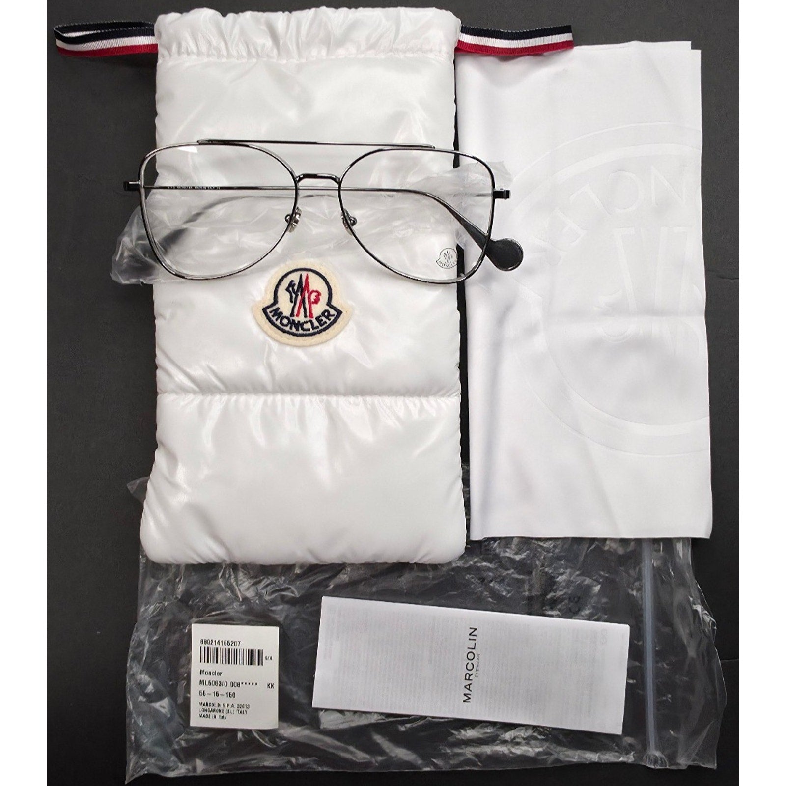 Moncler ML5083 008 Gunmetal Silver Aviator Men Eyeglasses Metal Frame 55-15-150 Moncler