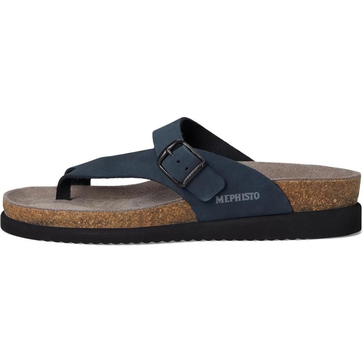 Mephisto Helen Womens Thong Sandals Metallic Navy Nubuck 10