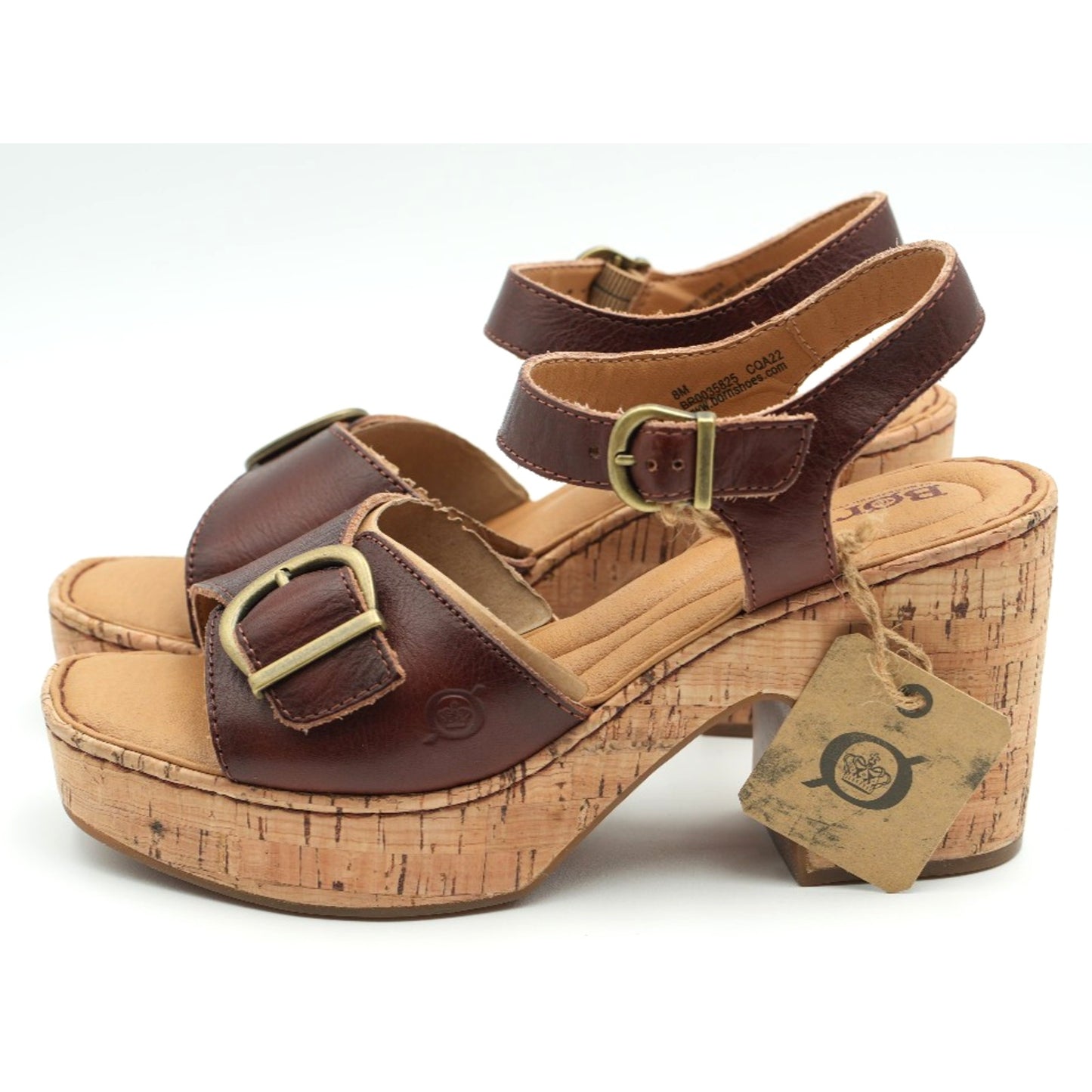 Born Browyn Chunky Platform Sandals w/ Buckle Brown Leather size 8 M