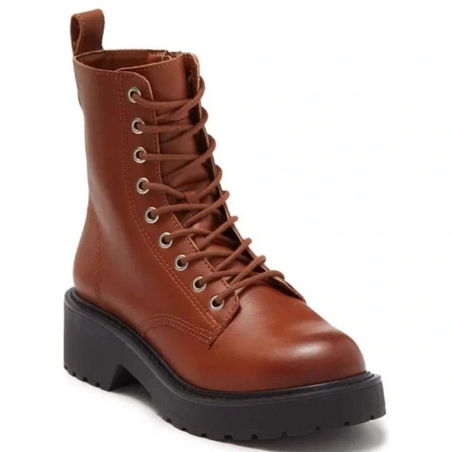 Steve Madden Women’s Tornado Brown Leather Combat Boots Size 10 M Chunky Lug