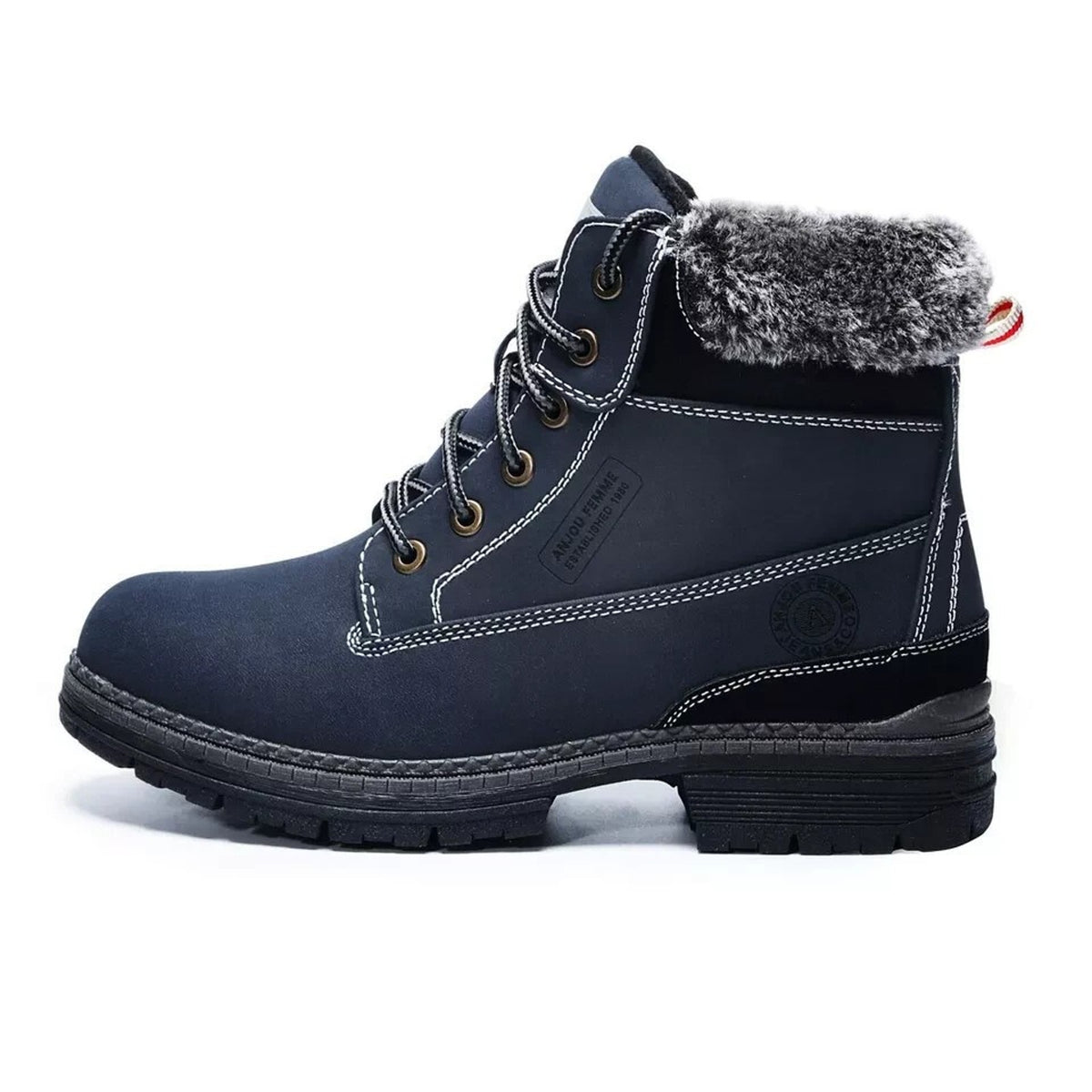 Cestfini Women's Ankle Hiking Winter Snow Boots Black/Blue Size 9