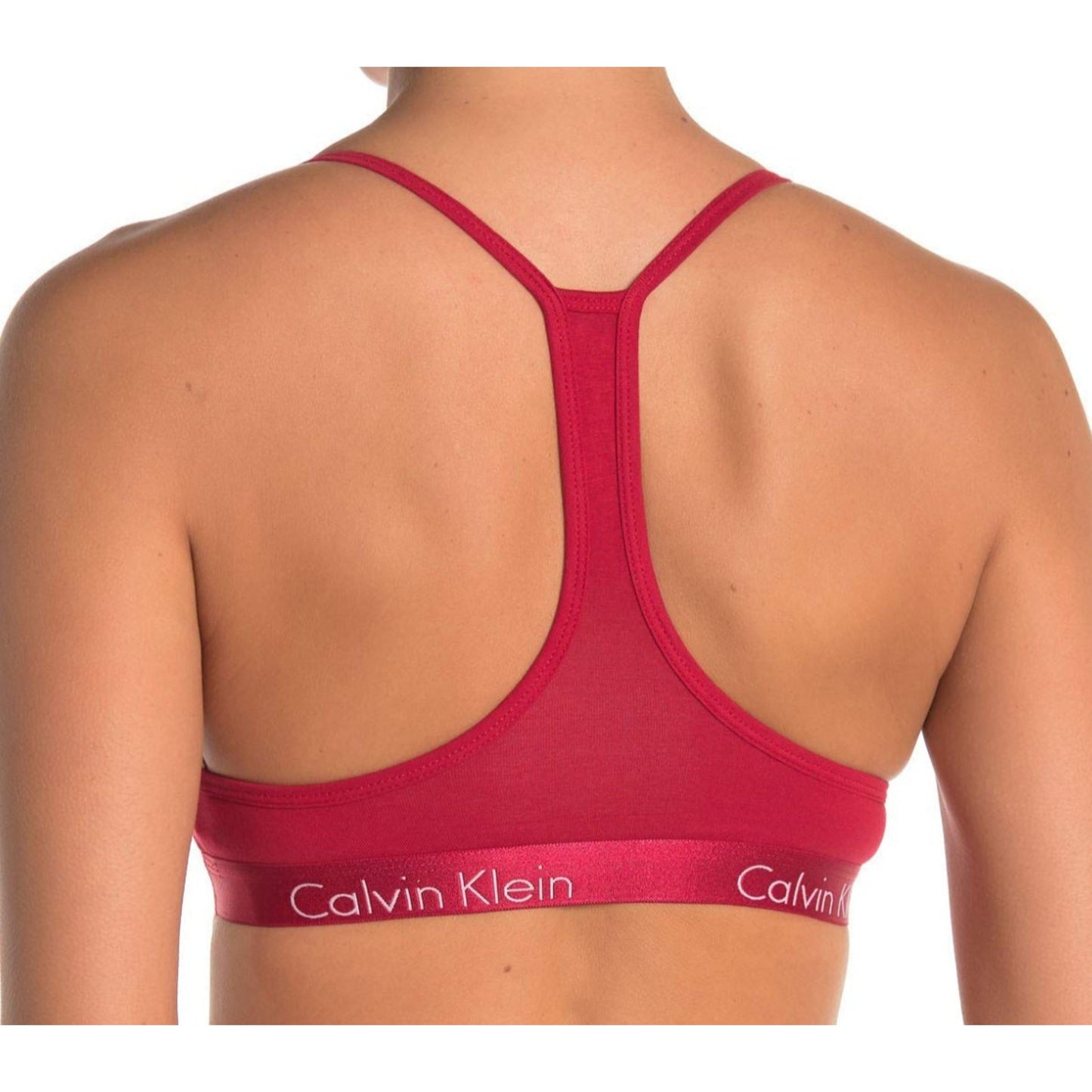 Calvin Klein Women Motive Triangle Padded Racerback Bralette Red Medium QP16680