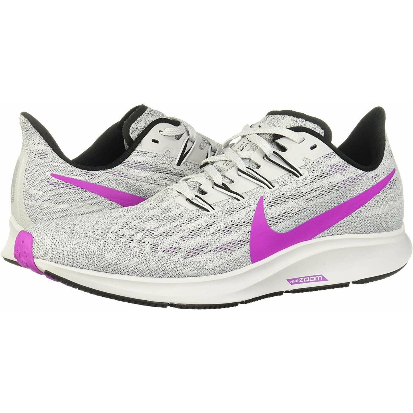 Nike Men Air Zoom Pegasus 36 Running Shoes Pure Platinum/Hyper Violet Men 10 US