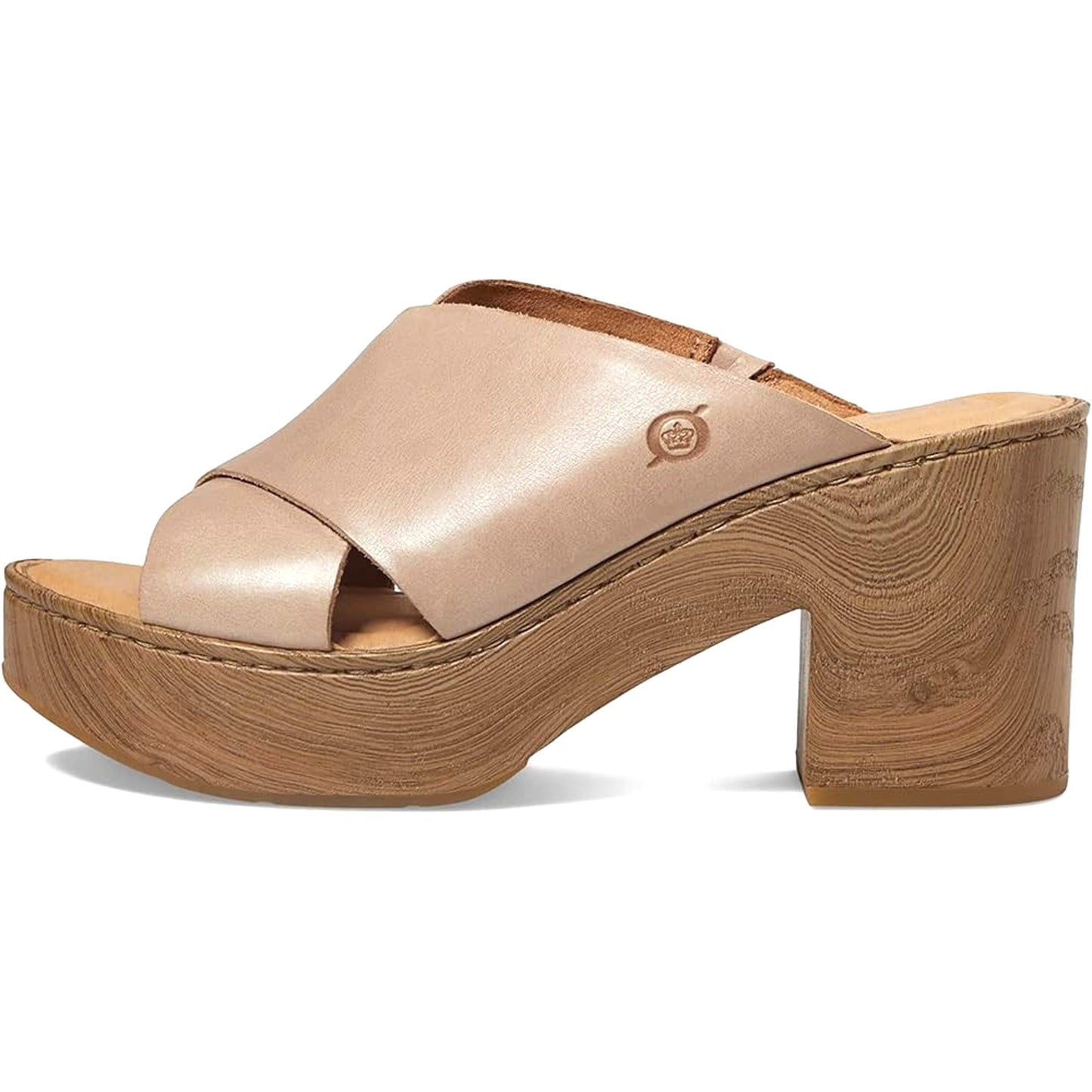 Born Women Size 8 M Pavia Natural Full Grain Leather Heeled Platform Sandals