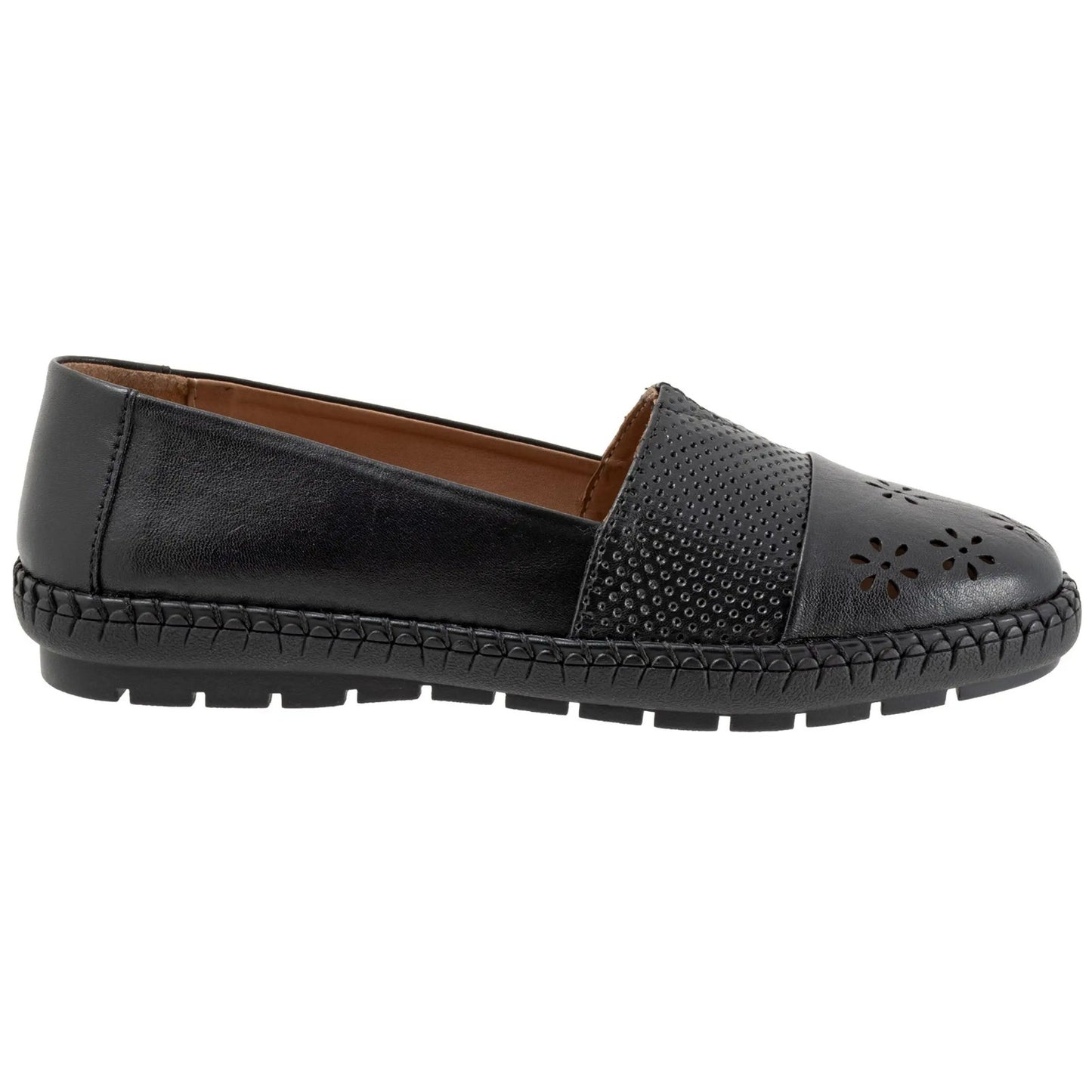 Trotters Women's Ruby Perf Loafers Black Leather 9.5 Narrow