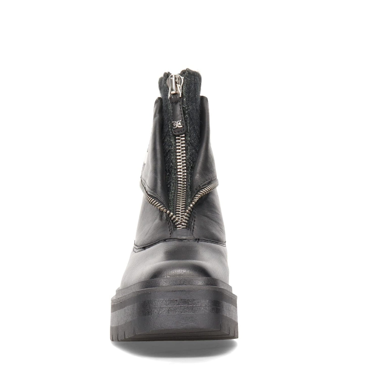 Sam Edelman Womens Linds Ankle Boots Lug Sole Center Zip Black Leather 9.5 M