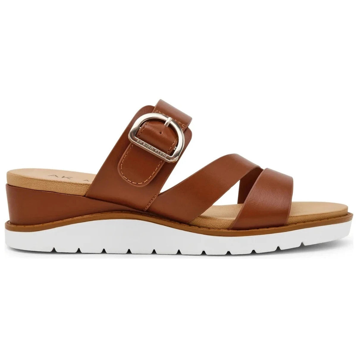 Anne Klein Lalasa Womens Wedge Sandal White Buckle Strap Size 8 M