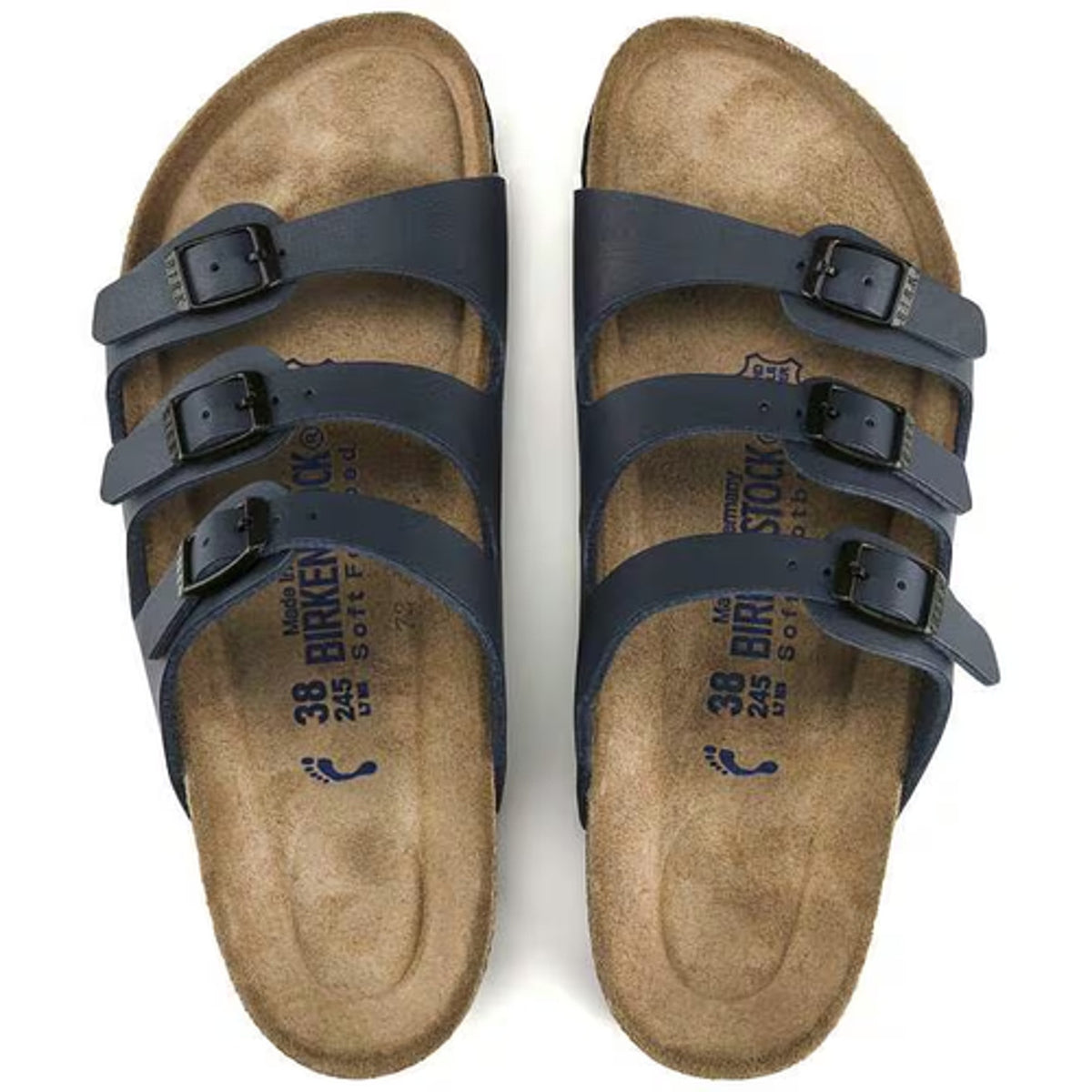 Birkenstock Florida Blue Birkibuc Soft Footbed Sandals Size Eu 41 Women 10/Men 8
