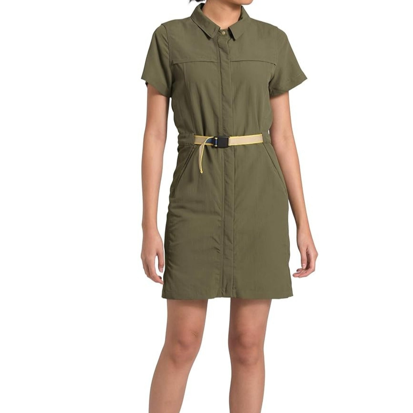 The North Face Class V Dress – Burnt Olive Green, Collared, Short Sleeve Medium