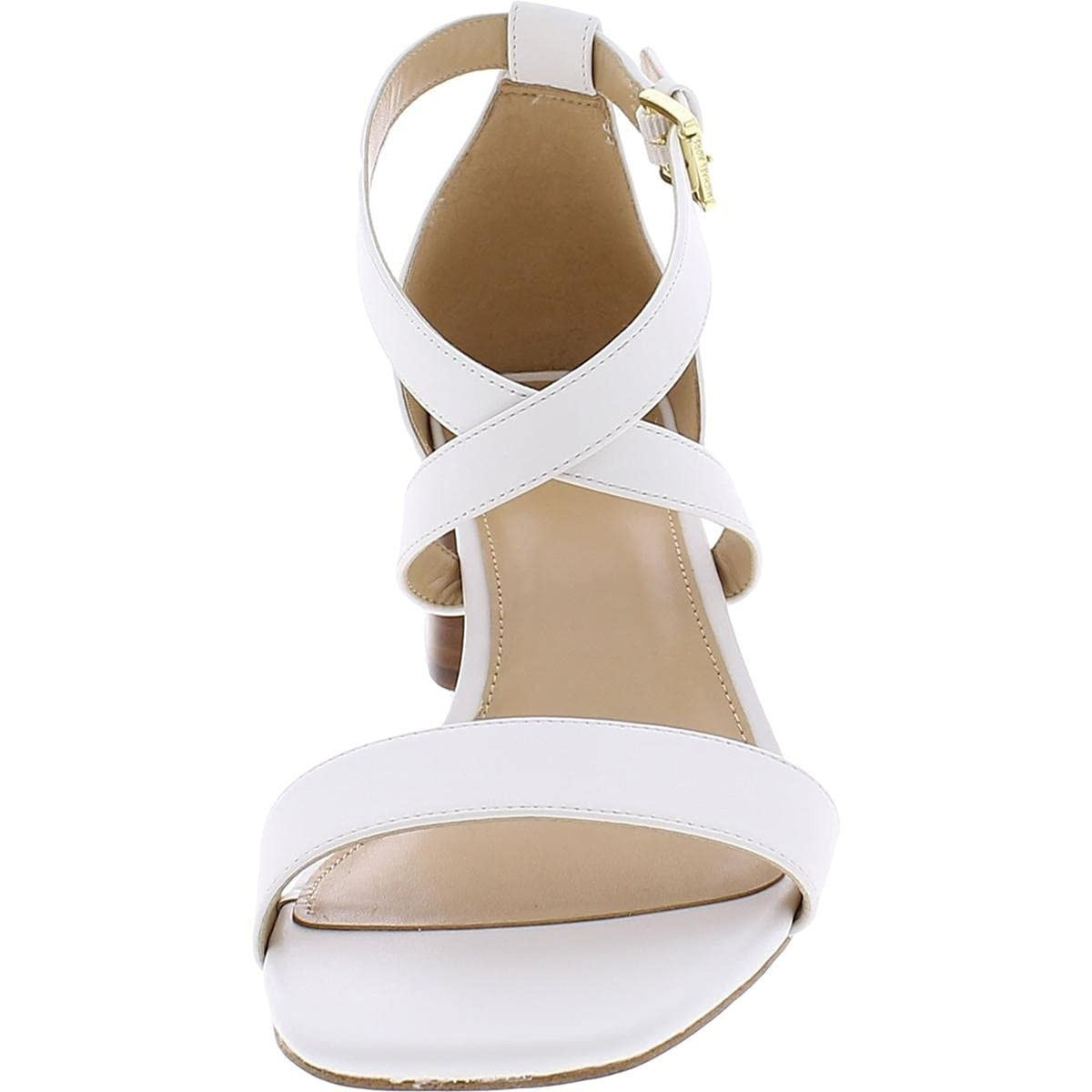 Women's Shoes Michael Kors Diane Mid Block Heel Sandals Optic White Size 7.5 M