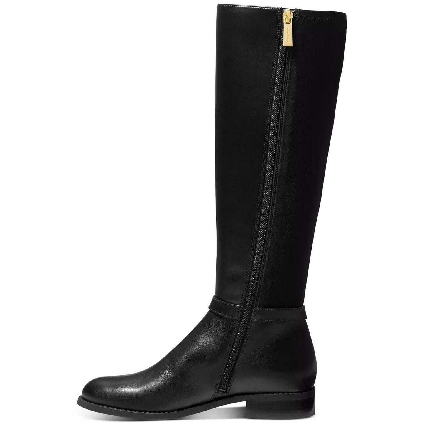 Michael Kors Women's Finley Leather and Logo Riding Boot Black Size 8.5 Michael Kors